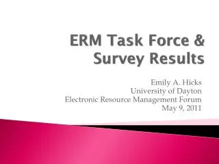 ERM Task Force &amp; Survey Results