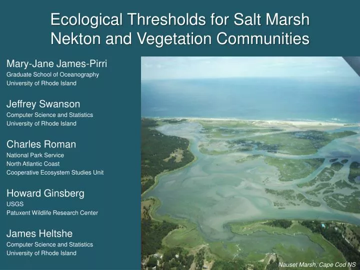 ecological thresholds for salt marsh nekton and vegetation communities