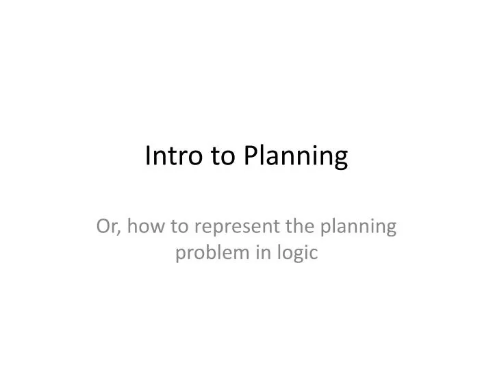 intro to planning