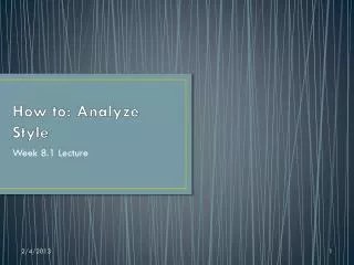 How to: Analyze Style