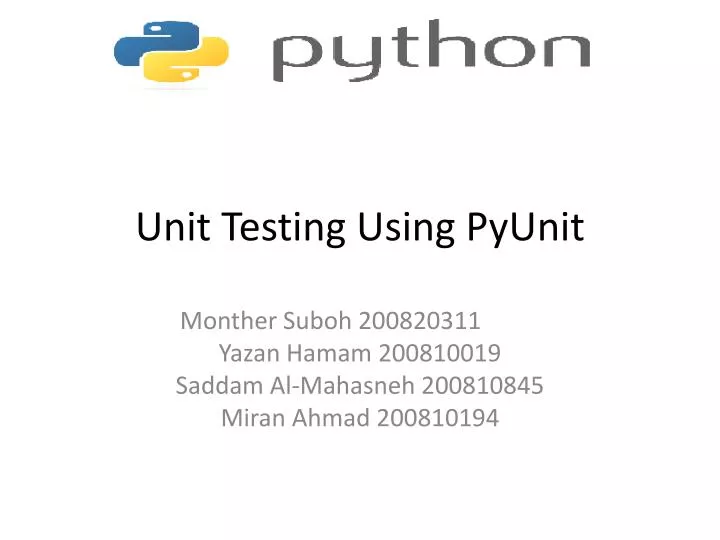unit testing using pyunit