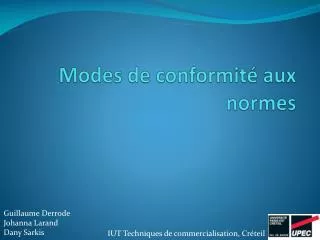 modes de conformit aux normes