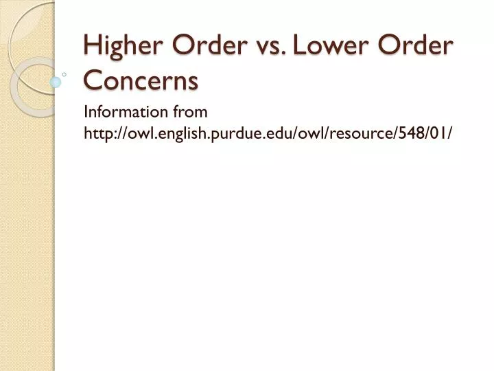 higher order vs lower order concerns