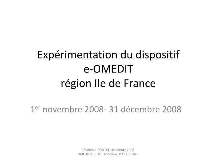 exp rimentation du dispositif e omedit r gion ile de france