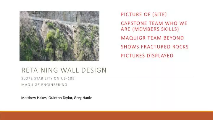 retaining wall design slope stability on us 189 maquigr engineering