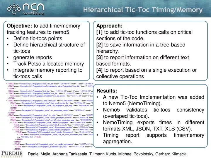 hierarchical tic toc timing memory