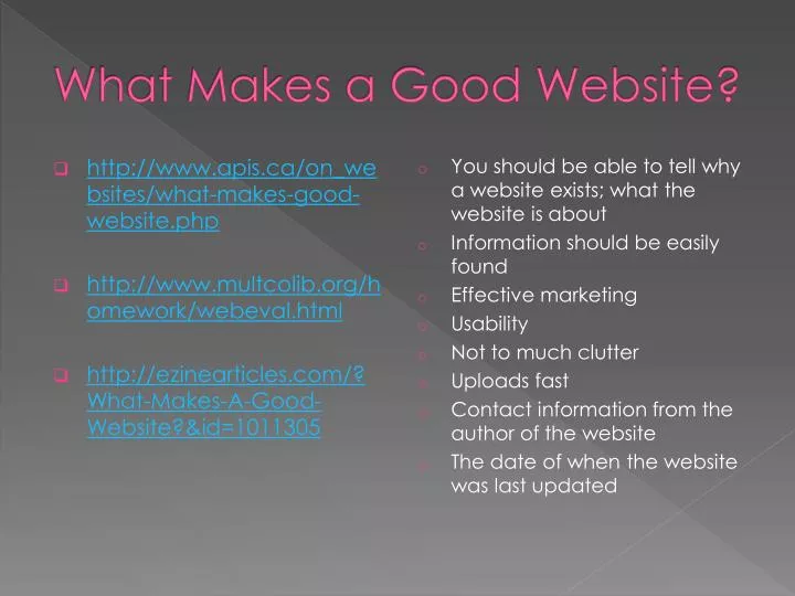 what makes a good website