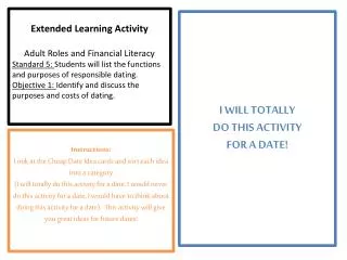 Extended Learning Activity Adult Roles and Financial Literacy