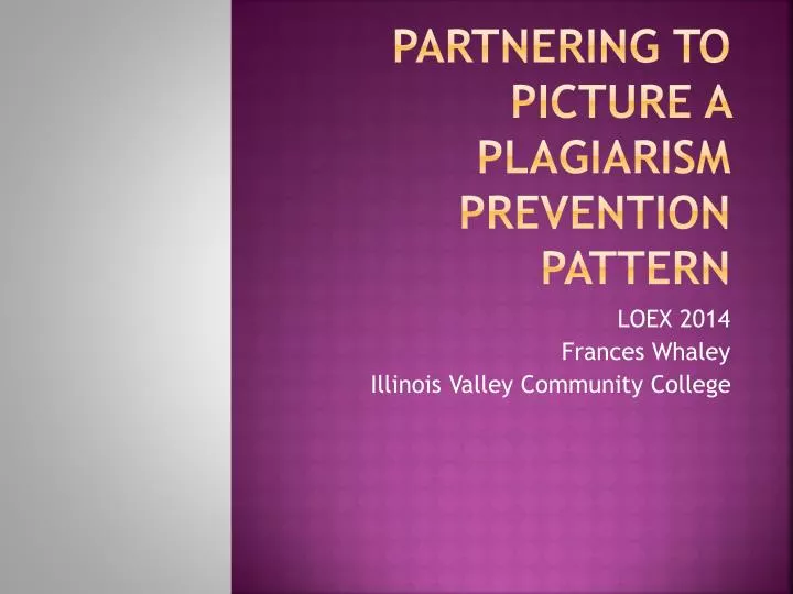 partnering to picture a plagiarism prevention pattern
