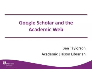 Google Scholar and the Academic Web