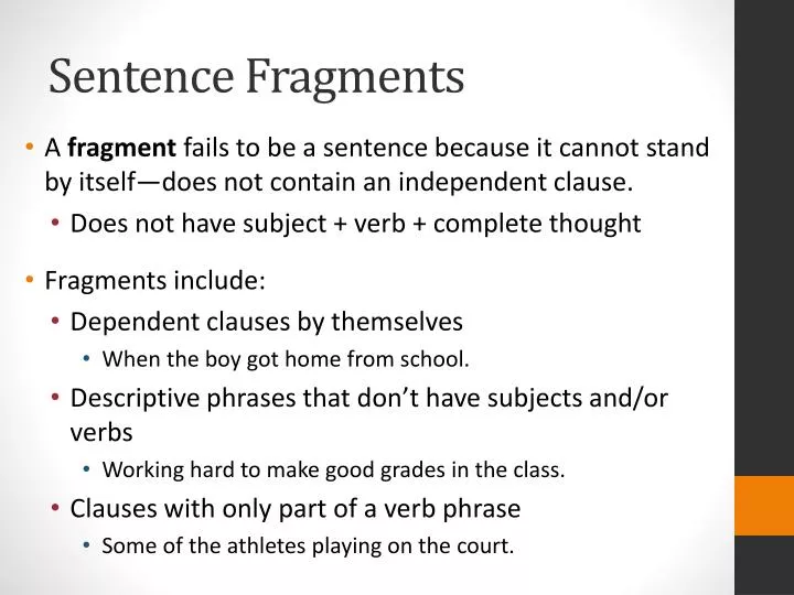 PPT Sentence Fragments PowerPoint Presentation Free Download ID 