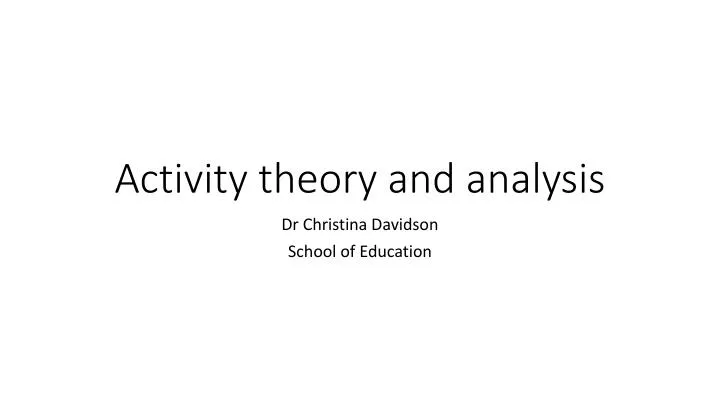 activity theory and analysis