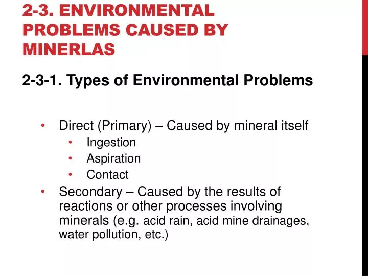 2 3 environmental problems caused by minerlas