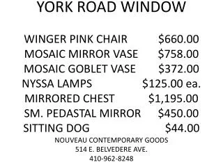 YORK ROAD WINDOW