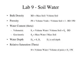 Lab 9 - Soil Water