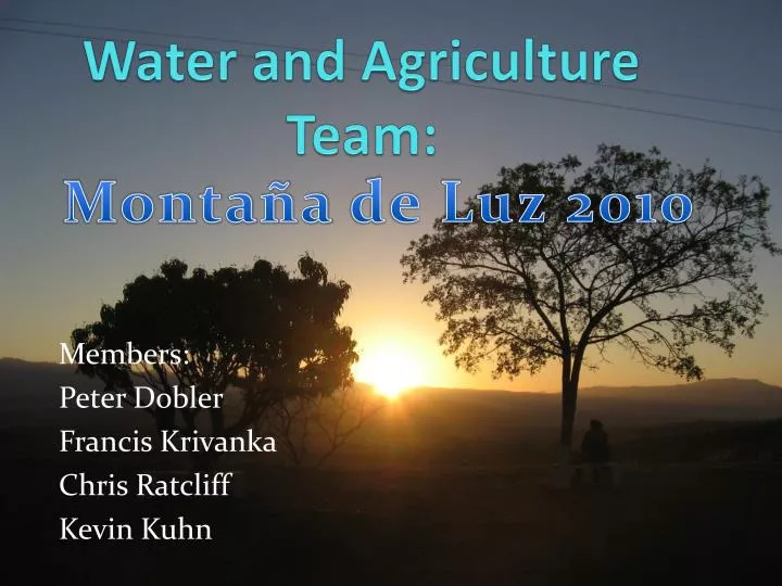 water and agriculture team