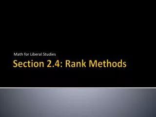 Section 2.4: Rank Methods