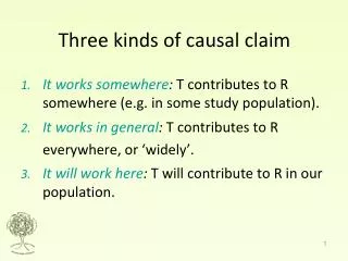 Three kinds of causal claim