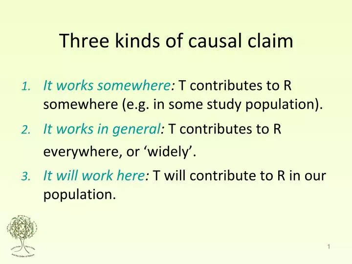 three kinds of causal claim
