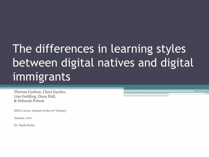 the differences in learning styles between digital natives and digital immigrants