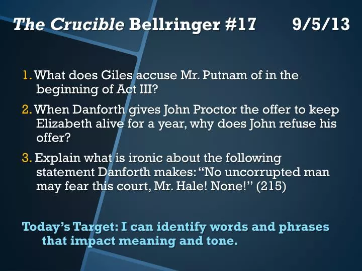 the crucible bellringer 17 9 5 13