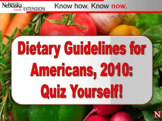 Dietary Guidelines for Americans, 2010: Quiz Yourself!
