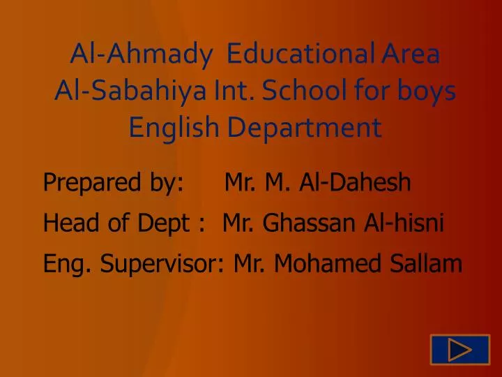 al ahmady educational area al sabahiya int school for boys english department