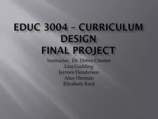 EdUC 3004 – Curriculum Design Final Project