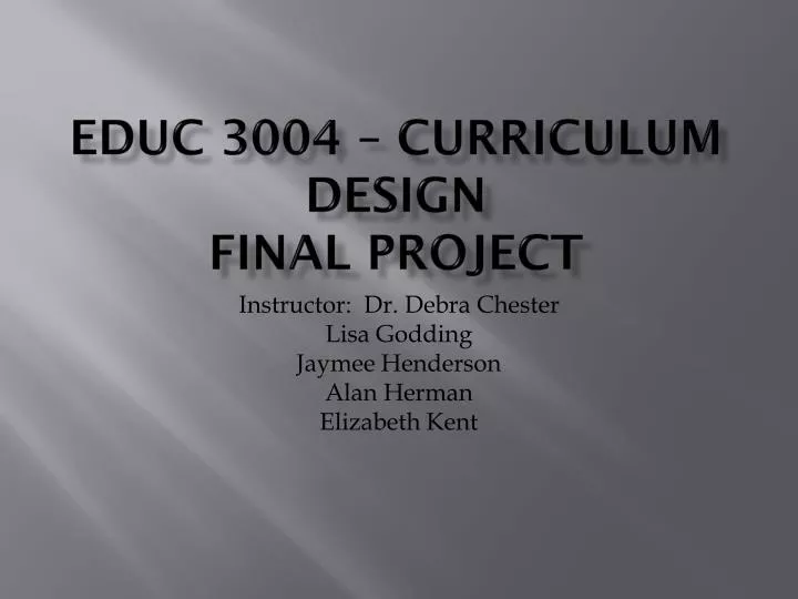 educ 3004 curriculum design final project