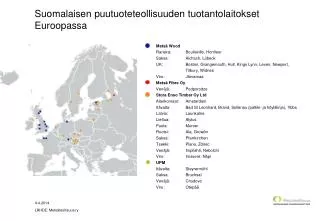 Suomalaisen puutuoteteollisuuden tuotantolaitokset Euroopassa