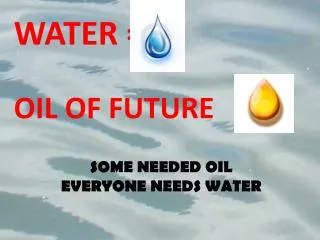 WATER = OIL OF FUTURE