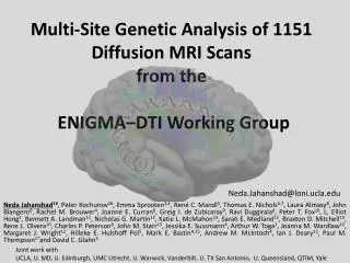 Multi-Site Genetic Analysis of 1151 Diffusion MRI Scans from the ENIGMA–DTI Working Group