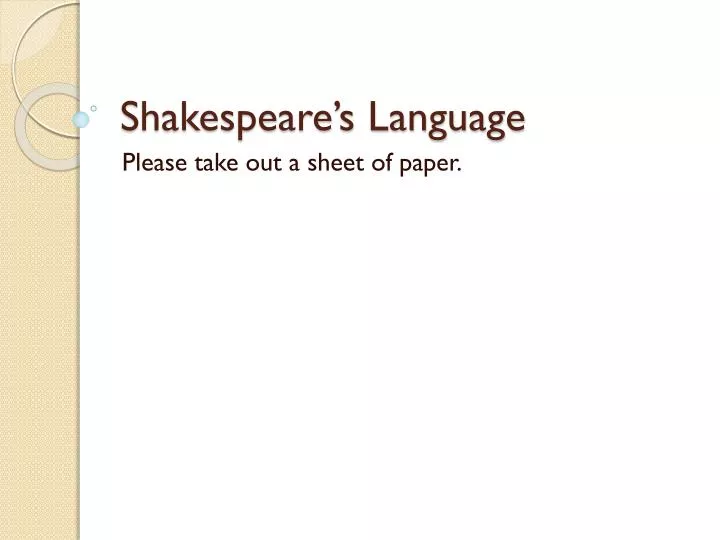 shakespeare s language