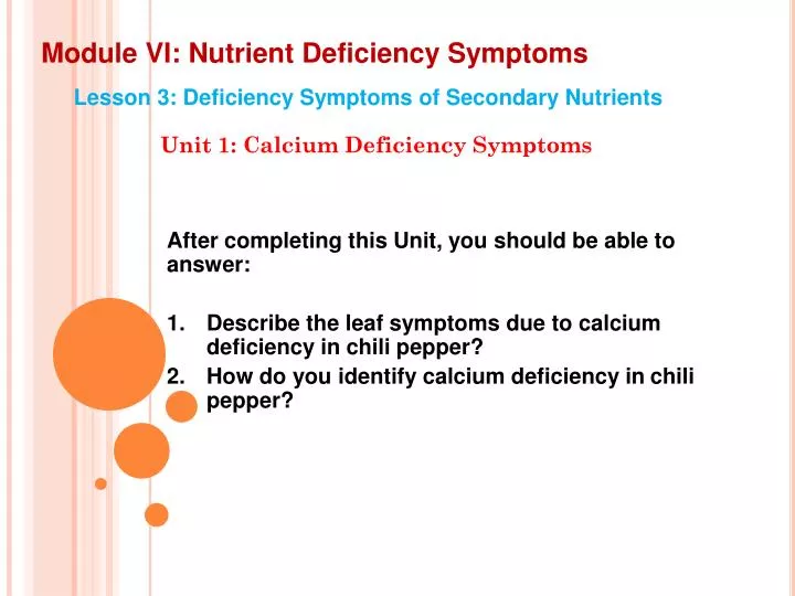 module vi nutrient deficiency symptoms