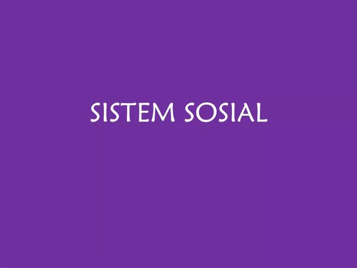 sistem sosial