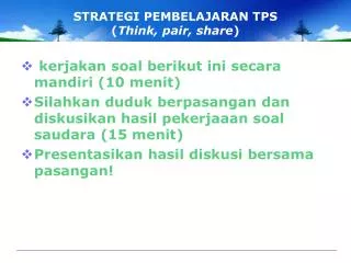 strategi pembelajaran tps think pair share