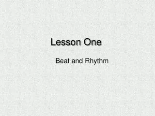 Lesson One