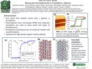 CNMS User Program Highlight Nanoscale Ferroelectricity in Crystalline ? Glycine