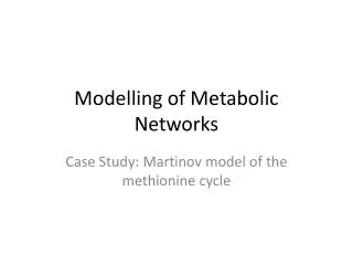 Modelling of Metabolic Networks