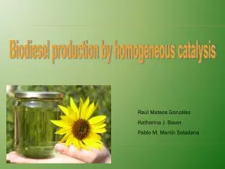 Biodiesel production by homogeneous catalysis