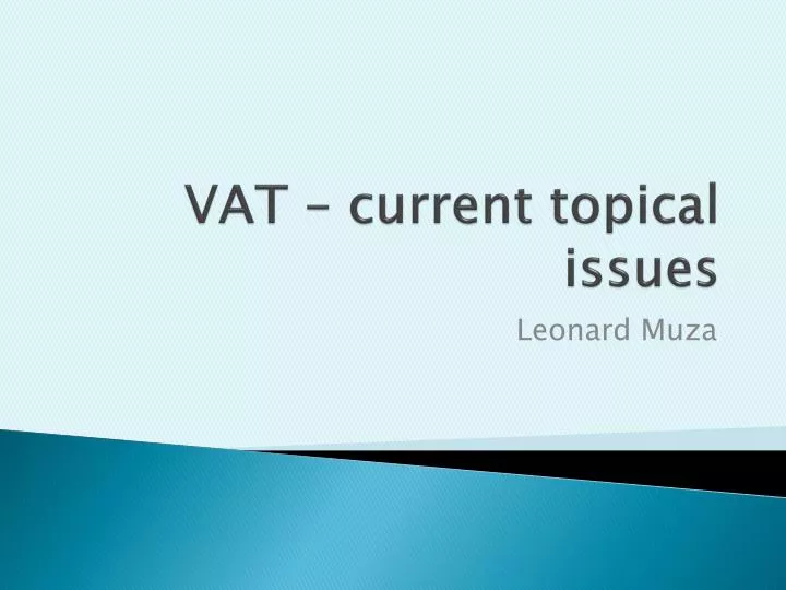 vat current topical issues