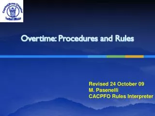 Overtime: Procedures and Rules