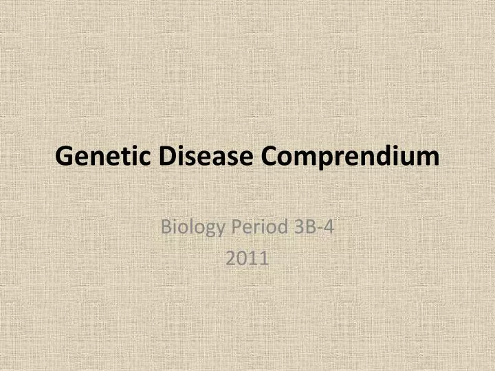 genetic disease comprendium