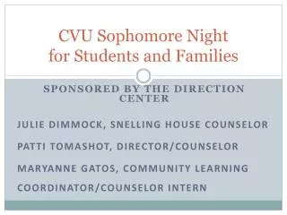 CVU Sophomore Night for Students and Families