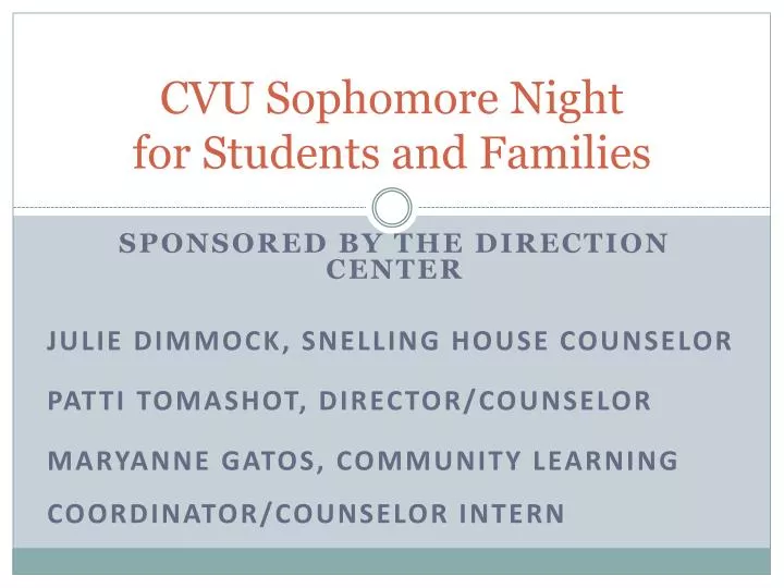 cvu sophomore night for students and families
