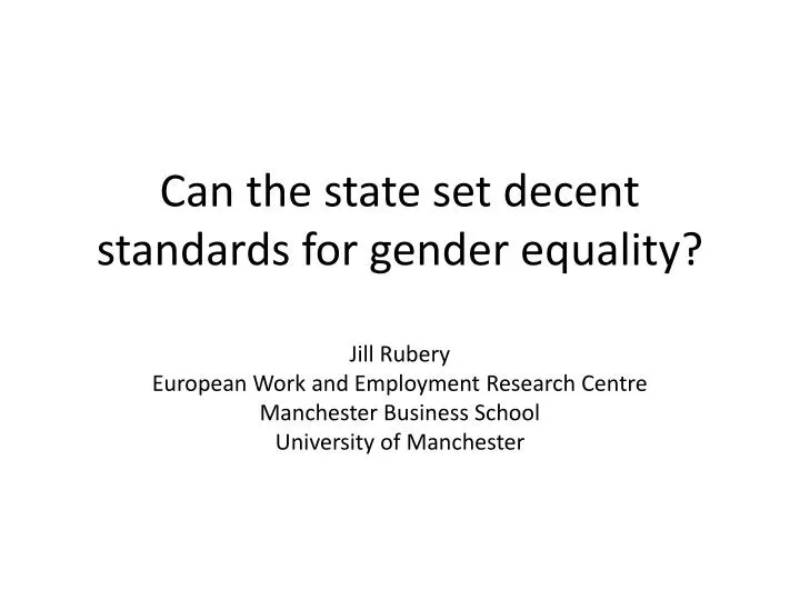 can the state set decent standards for gender equality