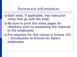 Instructor information