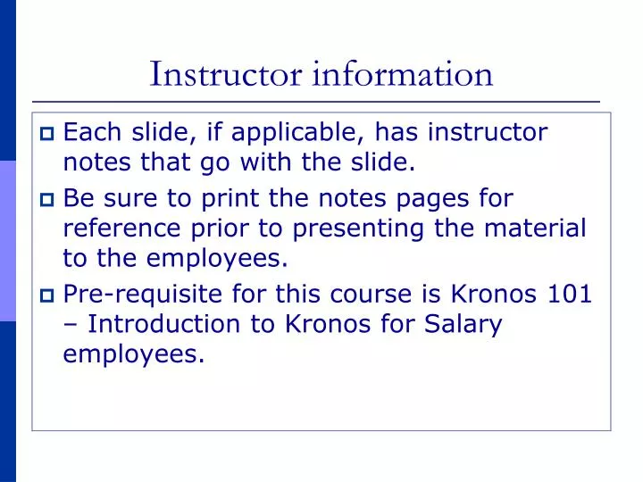 instructor information