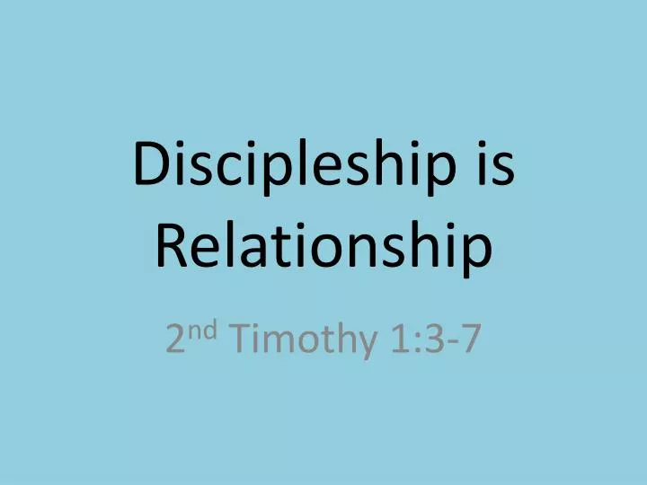 discipleship is relationship
