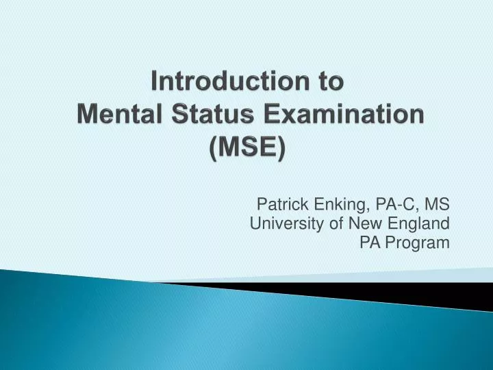 introduction to mental status examination mse